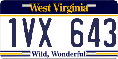 WV license plate 1VX643