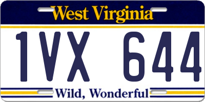 WV license plate 1VX644