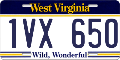 WV license plate 1VX650