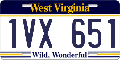 WV license plate 1VX651