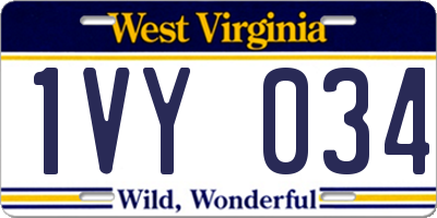 WV license plate 1VY034