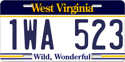 WV license plate 1WA523