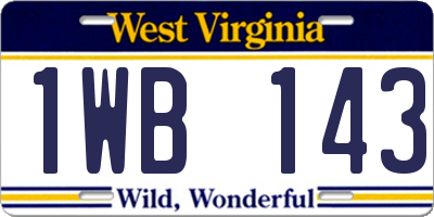WV license plate 1WB143