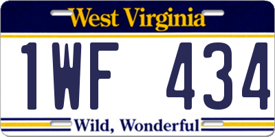 WV license plate 1WF434