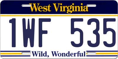 WV license plate 1WF535