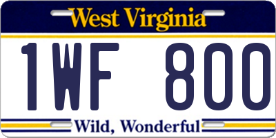 WV license plate 1WF800
