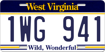 WV license plate 1WG941