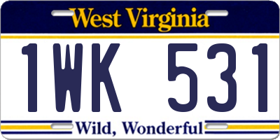 WV license plate 1WK531