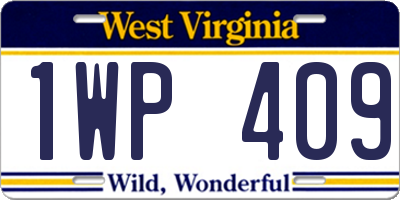 WV license plate 1WP409