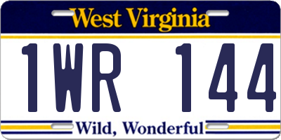 WV license plate 1WR144