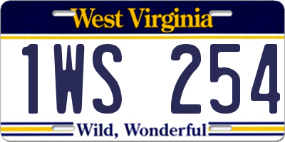 WV license plate 1WS254