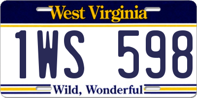 WV license plate 1WS598
