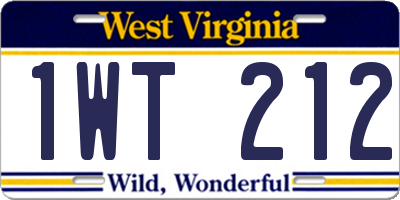 WV license plate 1WT212