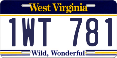 WV license plate 1WT781