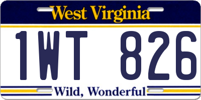 WV license plate 1WT826