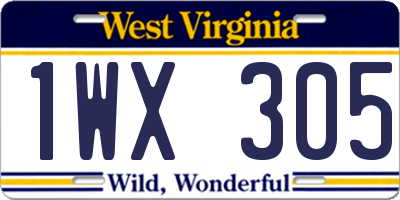 WV license plate 1WX305