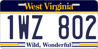 WV license plate 1WZ802
