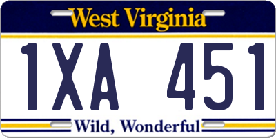 WV license plate 1XA451