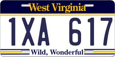 WV license plate 1XA617