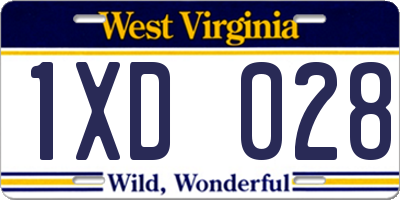 WV license plate 1XD028
