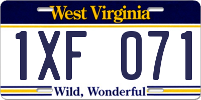 WV license plate 1XF071