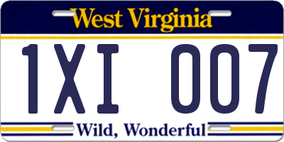 WV license plate 1XI007