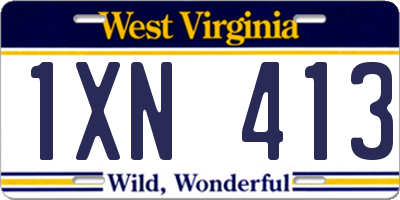 WV license plate 1XN413