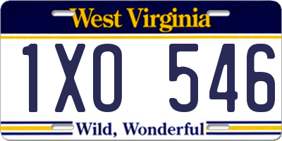 WV license plate 1XO546