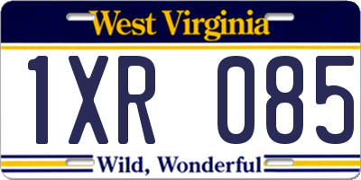 WV license plate 1XR085