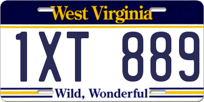 WV license plate 1XT889