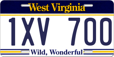 WV license plate 1XV700