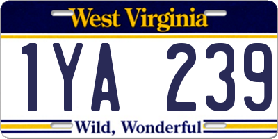 WV license plate 1YA239