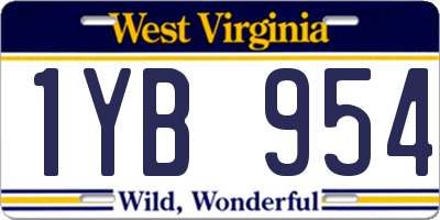 WV license plate 1YB954