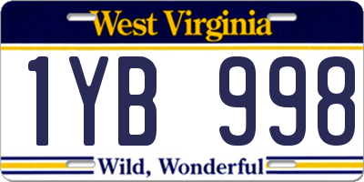 WV license plate 1YB998