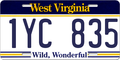 WV license plate 1YC835