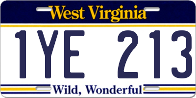 WV license plate 1YE213