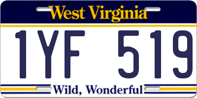 WV license plate 1YF519