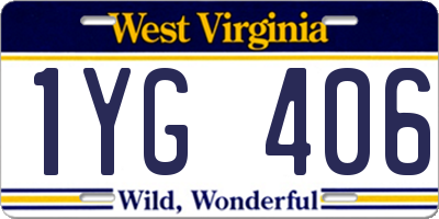 WV license plate 1YG406