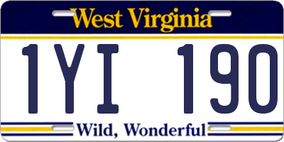 WV license plate 1YI190