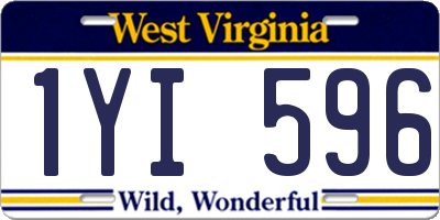 WV license plate 1YI596