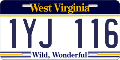 WV license plate 1YJ116