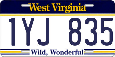 WV license plate 1YJ835
