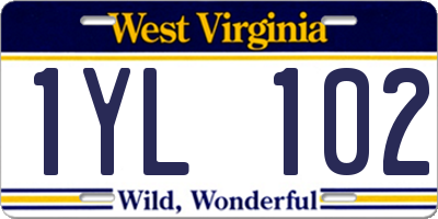 WV license plate 1YL102