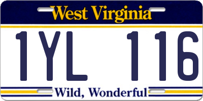 WV license plate 1YL116