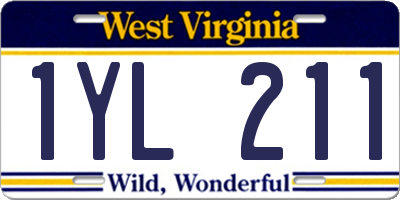 WV license plate 1YL211
