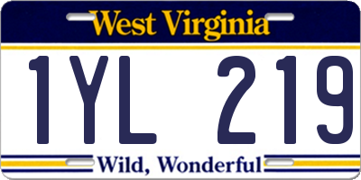 WV license plate 1YL219