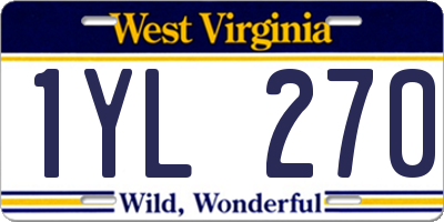 WV license plate 1YL270
