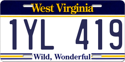 WV license plate 1YL419