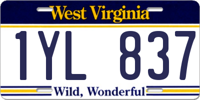 WV license plate 1YL837
