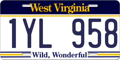 WV license plate 1YL958
